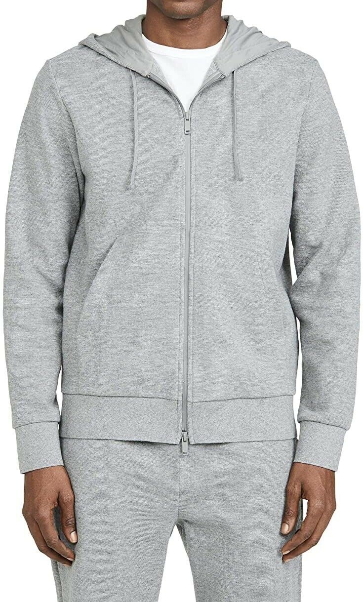 Moletom com capuz masculino Theory Mattis Slim Fit com zíper, cinza, tamanho grande