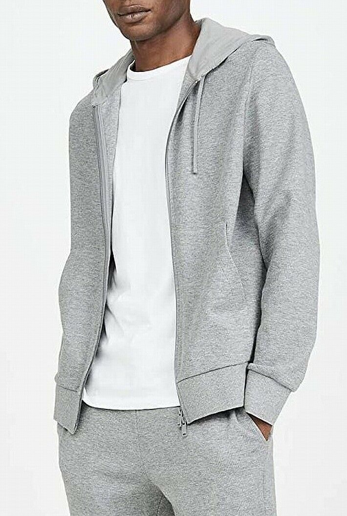 Moletom com capuz masculino Theory Mattis Slim Fit com zíper, cinza, tamanho grande