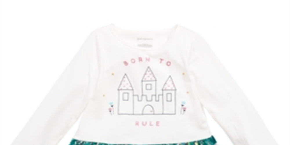 Túnica de algodão com bainha peplum para bebês First Impressions, branca, tamanho 3-6 meses