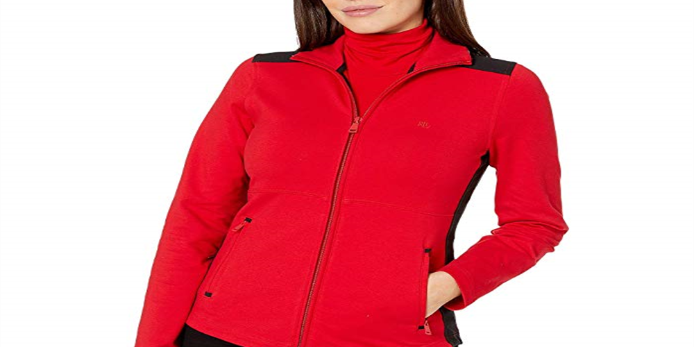 Jaqueta Ralph Lauren Feminina Color Block com Zíper, Vermelha, Tamanho Médio