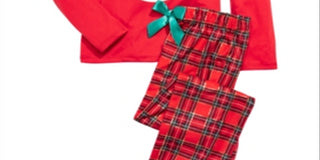 Conjunto de pijama infantil Believe Santa Max &amp; Olivia Big Girl, 2 peças, vermelho, tamanho M