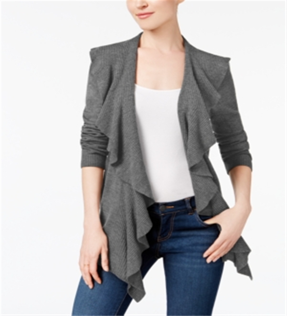 Karen Scott Cardigan Feminino com Babados Frontais Cinza Tamanho GG