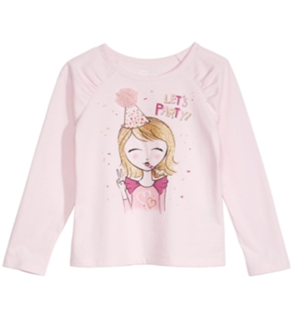Camiseta infantil Epic Threads Let's Party para meninas, rosa, tamanho 6