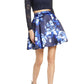 Vestido de festa feminino com lantejoulas e corações, renda brilhante, manga comprida, duas peças, azul, tamanho 7