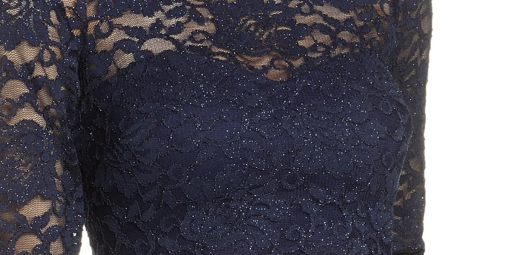 Vestido de festa feminino com lantejoulas e corações, renda brilhante, manga comprida, duas peças, azul, tamanho 7