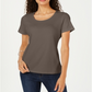 Blusa feminina Karen Scott de manga curta e decote redondo - verde oliva, tamanho M