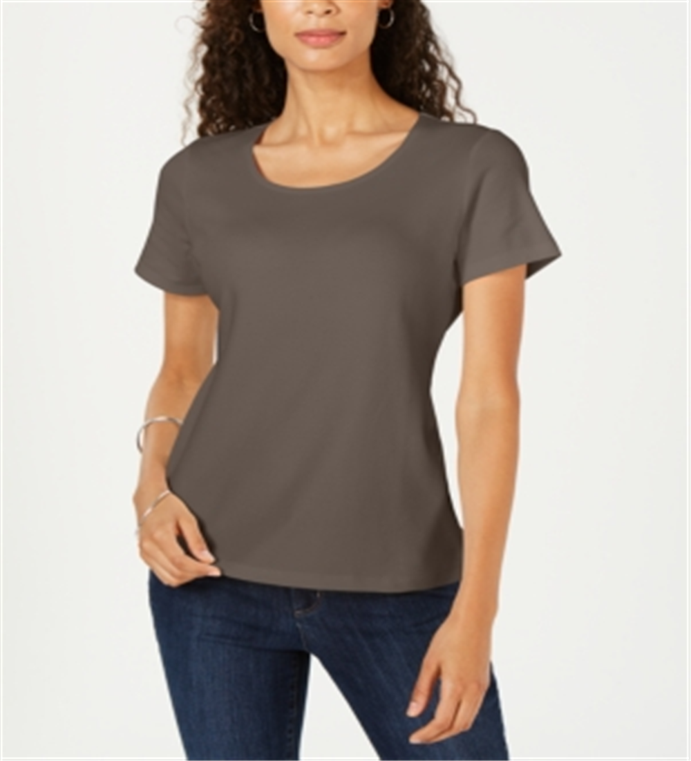 Blusa feminina Karen Scott de manga curta e decote redondo - verde oliva, tamanho M