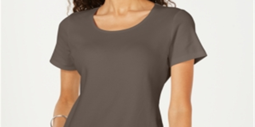 Blusa feminina Karen Scott de manga curta e decote redondo - verde oliva, tamanho M