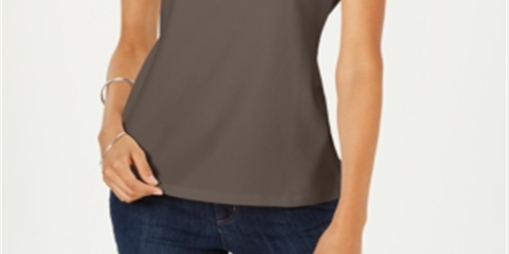 Blusa feminina Karen Scott de manga curta e decote redondo - verde oliva, tamanho M