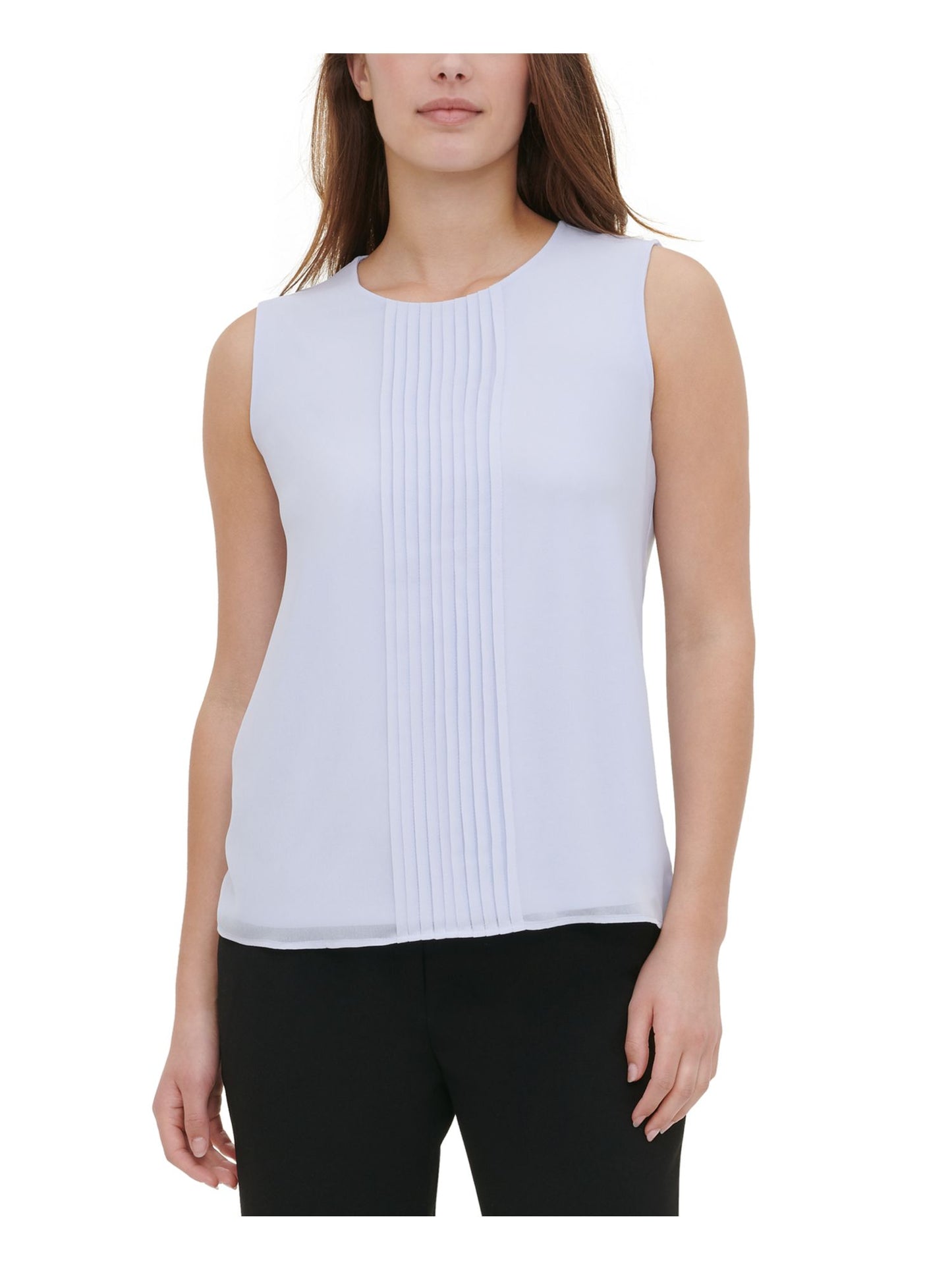 Blusa plissada sem mangas Calvin Klein feminina verde tamanho M