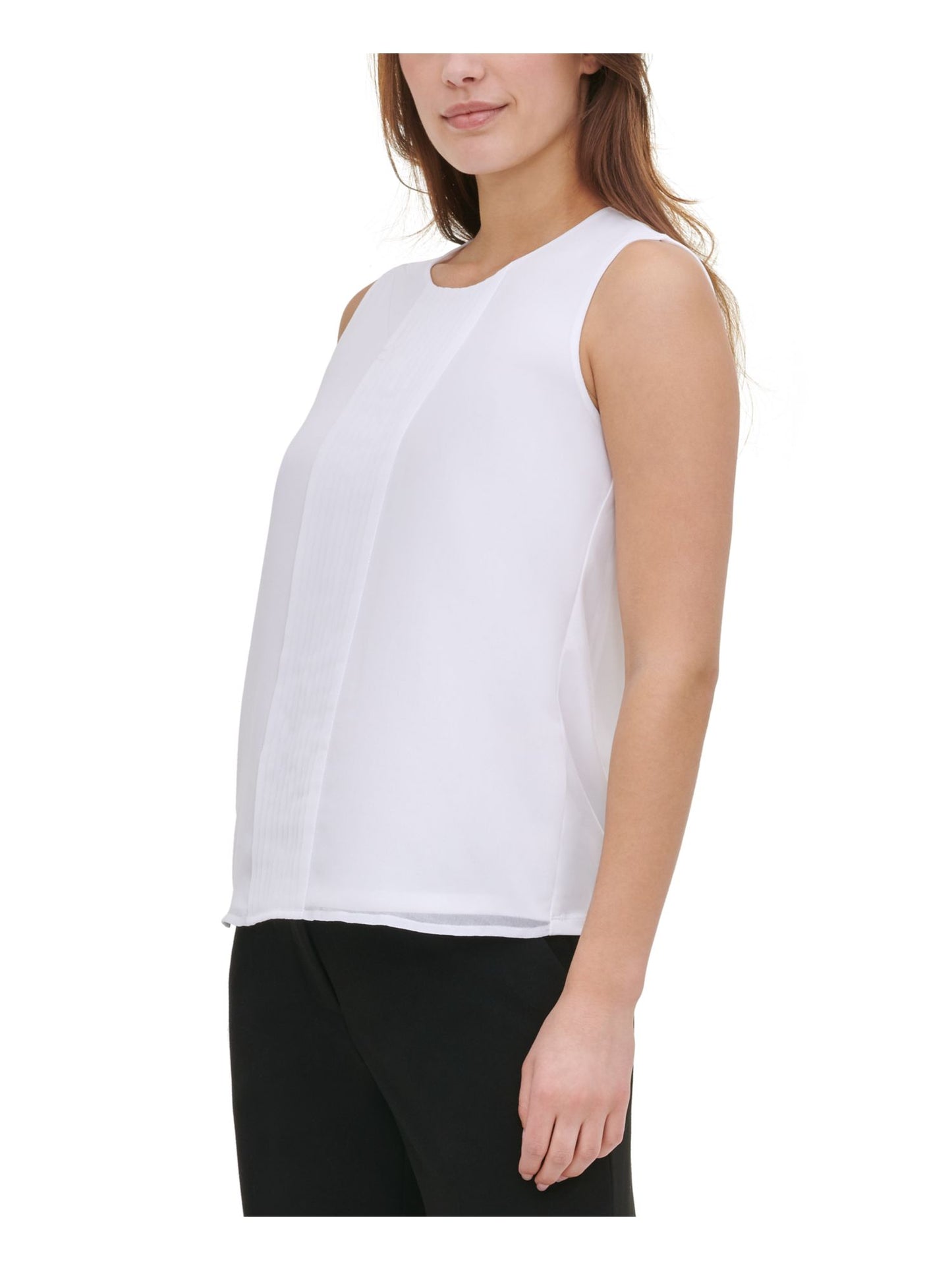 Blusa plissada sem mangas Calvin Klein feminina verde tamanho M