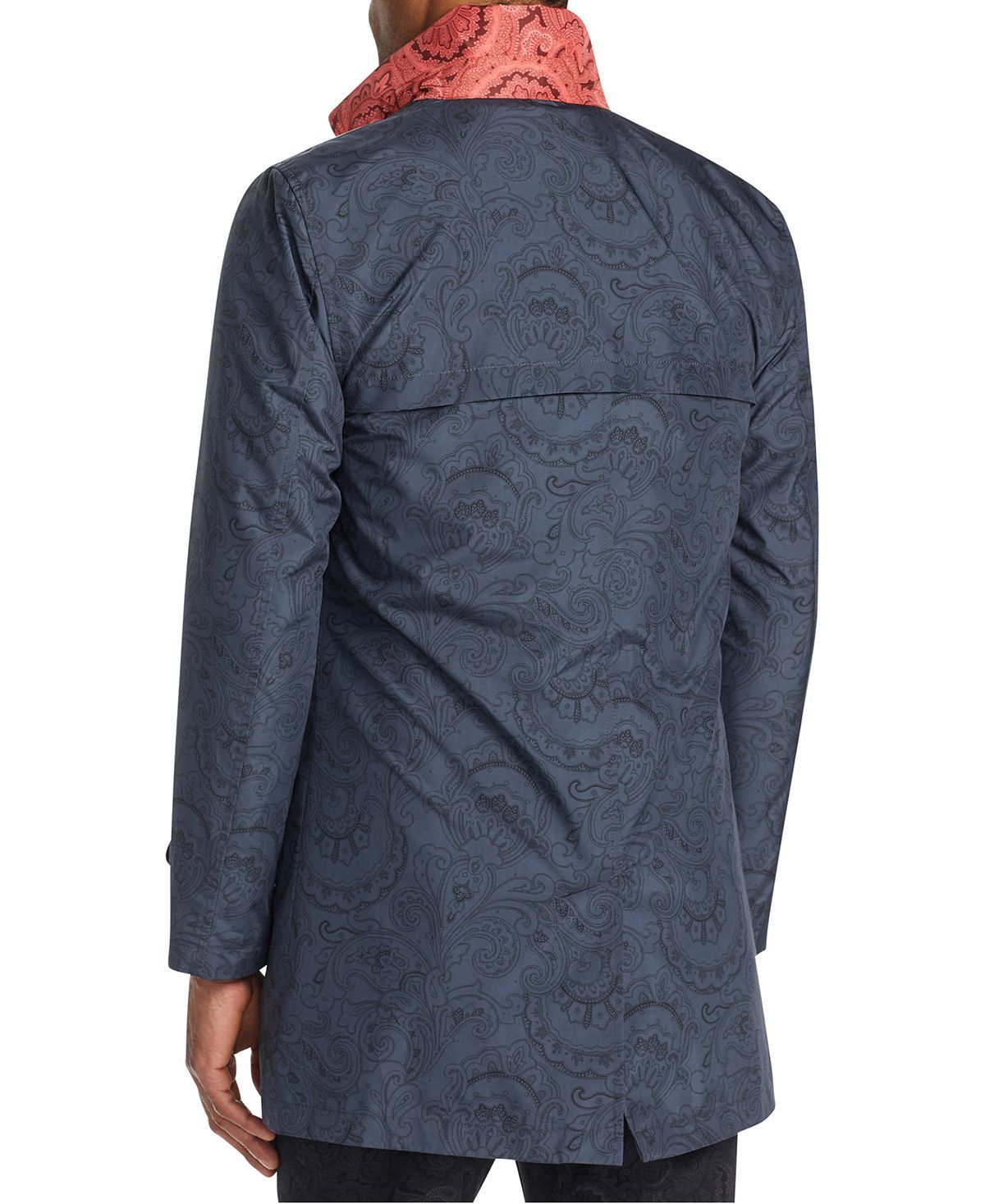 Tallia Masculino Slim Fit Paisley Dobrável Trench Coat Preto Tamanho XX-Grande