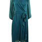 Vestido envelope feminino NY Collection em chiffon amassado e sintético, azul, tamanho pequeno grande