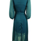Vestido envelope feminino NY Collection em chiffon amassado e sintético, azul, tamanho pequeno grande