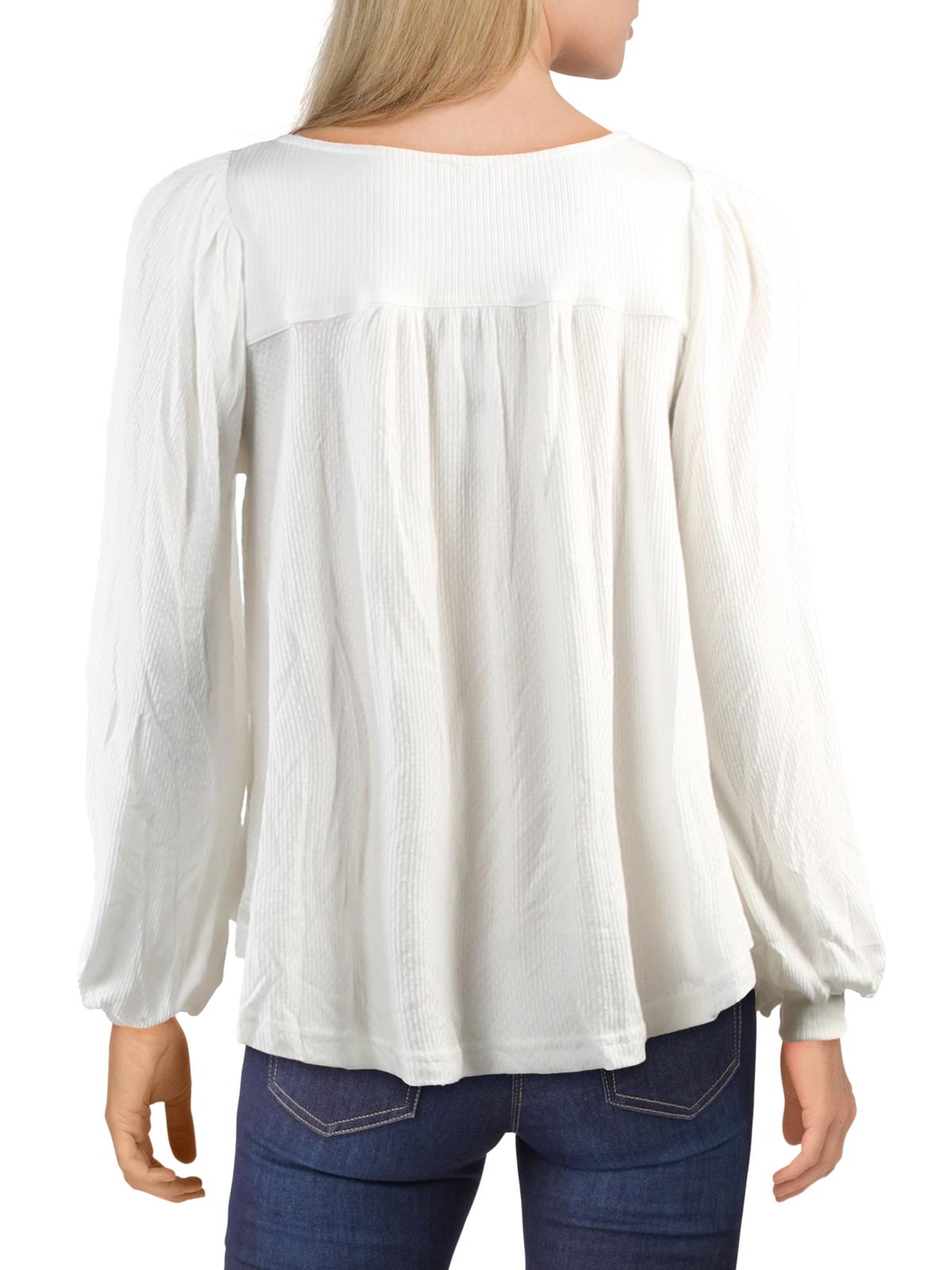 Blusa feminina Free People manga comprida com botões estilo camponês, branca, tamanho X-S