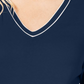 Suéter feminino Tommy Hilfiger de algodão com decote em V, azul, tamanho 2X