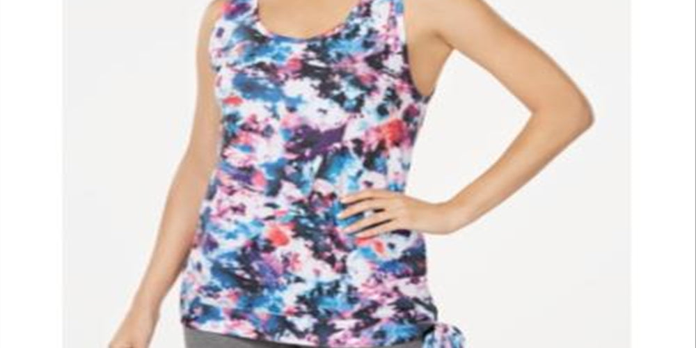 Ideology Camiseta regata feminina com estampa tie-dye e amarração lateral, roxa, tamanho GG