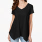 Blusa feminina estilo lenço, manga curta, decote em V, preta, tamanho extrapequeno