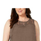 Vestido feminino estilo &amp; co com decote em V e mangas curtas, estilo pompom, marrom, tamanho médio