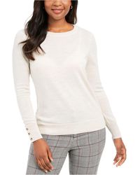 Suéter feminino Charter Club de manga comprida e gola redonda, marrom, tamanho pequeno