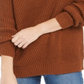 Suéter feminino canelado com ombros caídos, estilo &amp; co, marrom, tamanho M