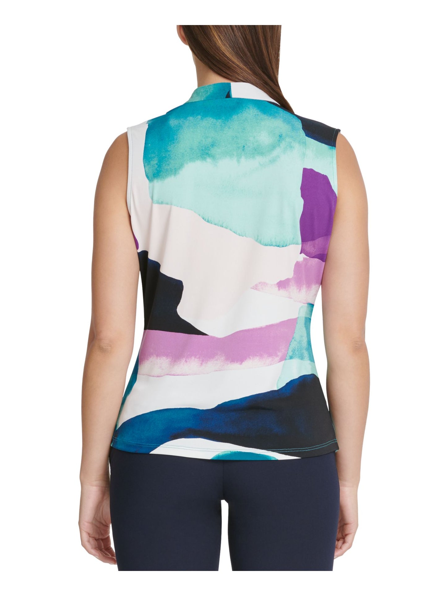 Top DKNY Feminino com Decote em V e Nó Torcido, Preto, Tamanho X-G