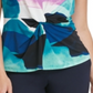 Top DKNY Feminino com Decote em V e Nó Torcido, Preto, Tamanho X-G