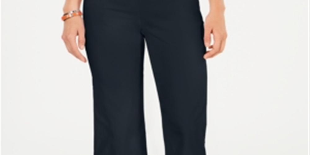 Calça feminina Charter Club com bainha larga em crochê, azul-marinho, tamanho 12