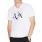 Camiseta masculina AX Armani Exchange com decote em V e logotipo, branca, tamanho P