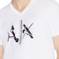 Camiseta masculina AX Armani Exchange com decote em V e logotipo, branca, tamanho P