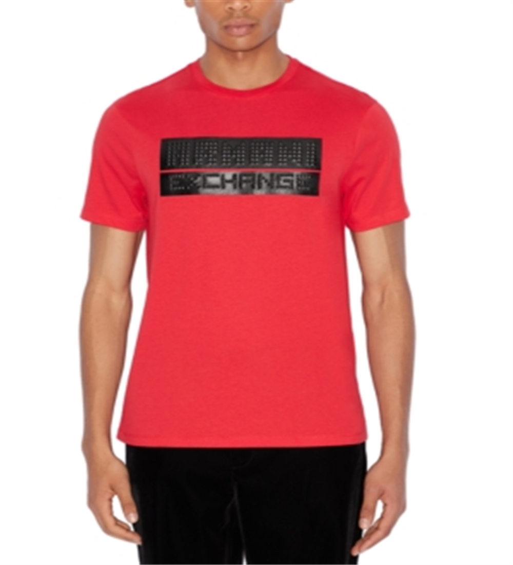 Camiseta masculina AX Armani Exchange com logotipo em relevo, vermelha, tamanho GG
