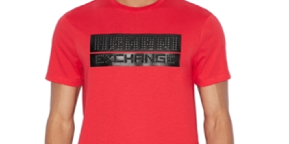 Camiseta masculina AX Armani Exchange com logotipo em relevo, vermelha, tamanho GG