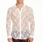 Camisa de renda masculina Ricardo da INC International Concepts, branca, tamanho G