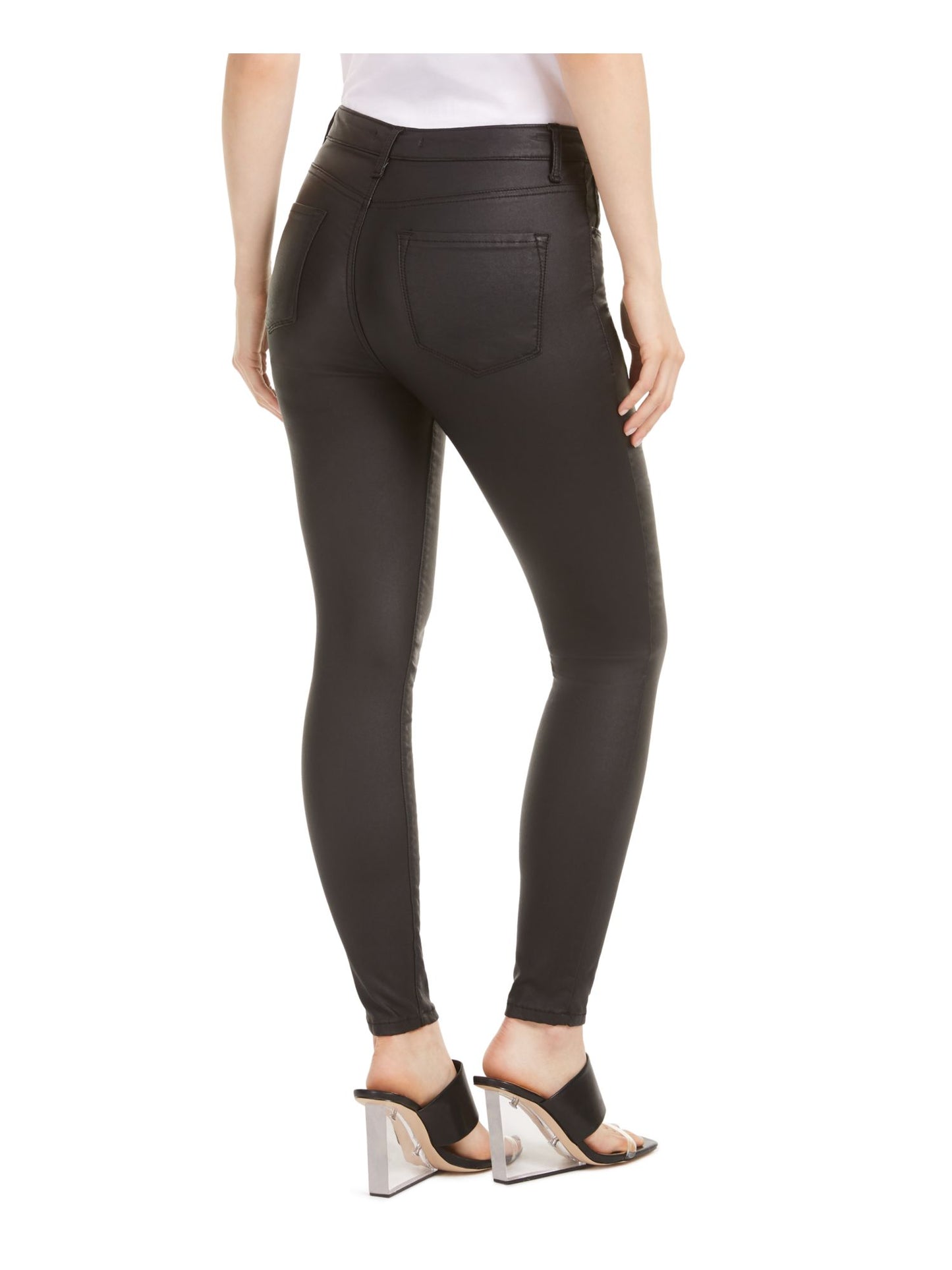 Calça jeans skinny feminina STS BLUE, preta, elástica, com zíper, bolsos, cintura alta, com braguilha revestida, para noite, tamanho 26