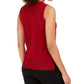 Blusa feminina Anne Klein com fenda e gola redonda, sem mangas, vermelha, tamanho médio