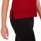 Blusa feminina Anne Klein com fenda e gola redonda, sem mangas, vermelha, tamanho médio