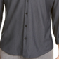 Camisa masculina Alfani com botões, ajuste clássico, malha lisa, cinza, tamanho XX-G