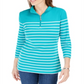 Blusa feminina listrada com zíper e gola alta Karen Scott, azul, tamanho G