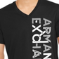 Camiseta masculina AX Armani Exchange com gola V e logotipo, preta, tamanho P