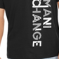 Camiseta masculina AX Armani Exchange com gola V e logotipo, preta, tamanho P