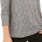 Blusa feminina de malha mesclada com decote em V, preta, tamanho GG