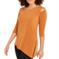 Blusa feminina Alfani com recorte assimétrico marrom tamanho pequeno P