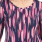 Camiseta feminina estampada manga 3/4 da coleção JM, azul, tamanho XS