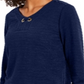 Blusa feminina NY Collection com manga 3/4 texturizada em azul, tamanho pequeno XL