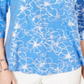 Blusa feminina estampada com manga 3/4 da coleção JM, azul, tamanho pequeno M