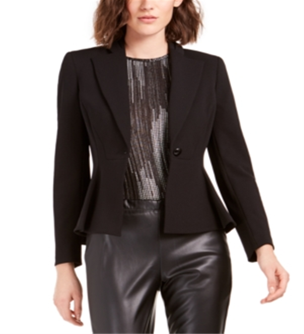 Blazer feminino Bar III Crepe Peplum Preto Tamanho 0