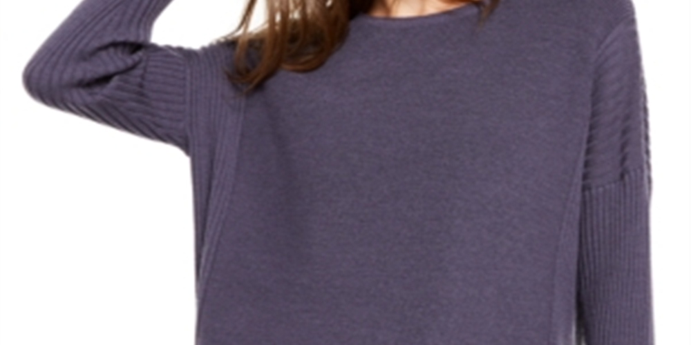 Suéter feminino texturizado de manga comprida e gola joia Eileen Fisher, verde, tamanho extragrande