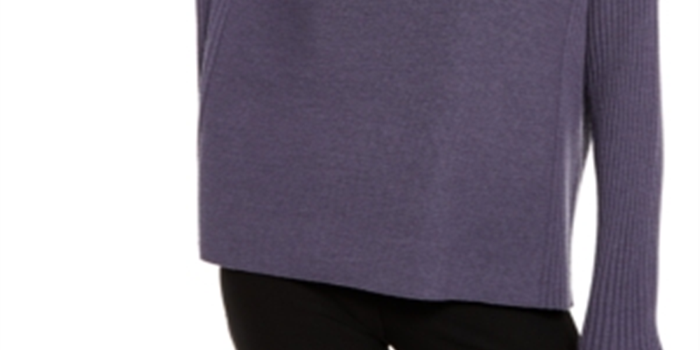 Suéter feminino texturizado de manga comprida e gola joia Eileen Fisher, verde, tamanho extragrande