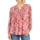 Top feminino estampado com decote dividido, rosa, tamanho pequeno, Charter Club