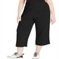 Calças culotte plus size caneladas femininas Ideology, pretas, tamanho 3X